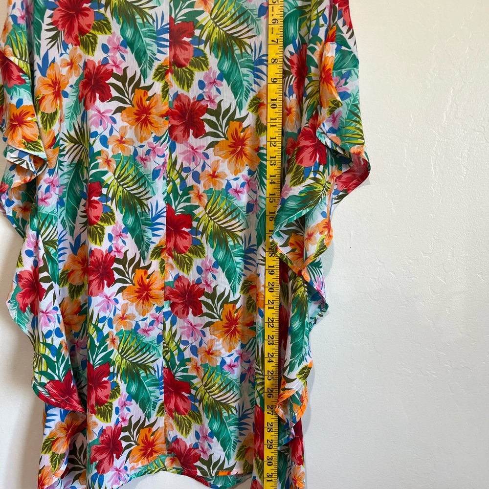 TIME & TRU Women's Tropical Hibiscus Hawaiian Beach Coverup NWOT Size Small - Picture 6 of 7